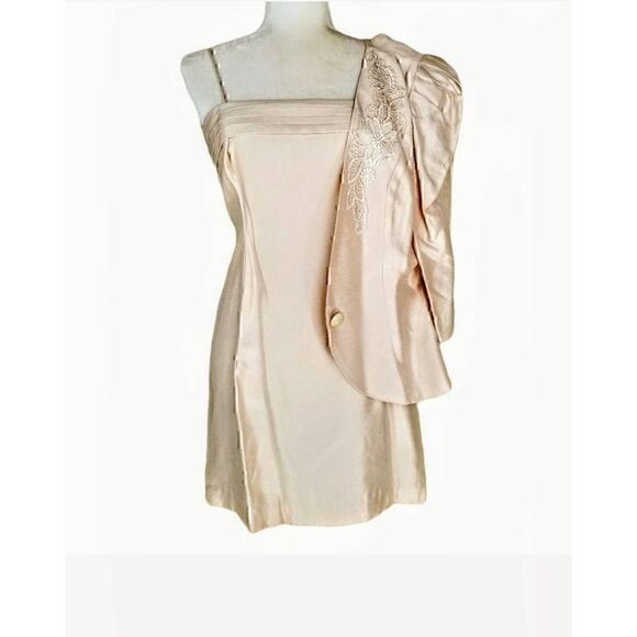 Vintage Cachet Linen Look Spaghetti Strap Mini Dress & Embroidered Jacket - Picture 8 of 15